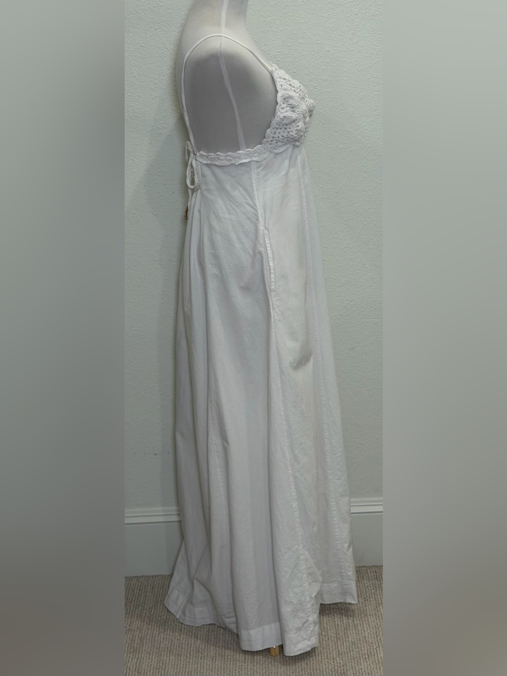 *As Is* Free People Lovey Maxi Dress Crochet Lace XS White Boho Beach Resort - Picture 6 of 10